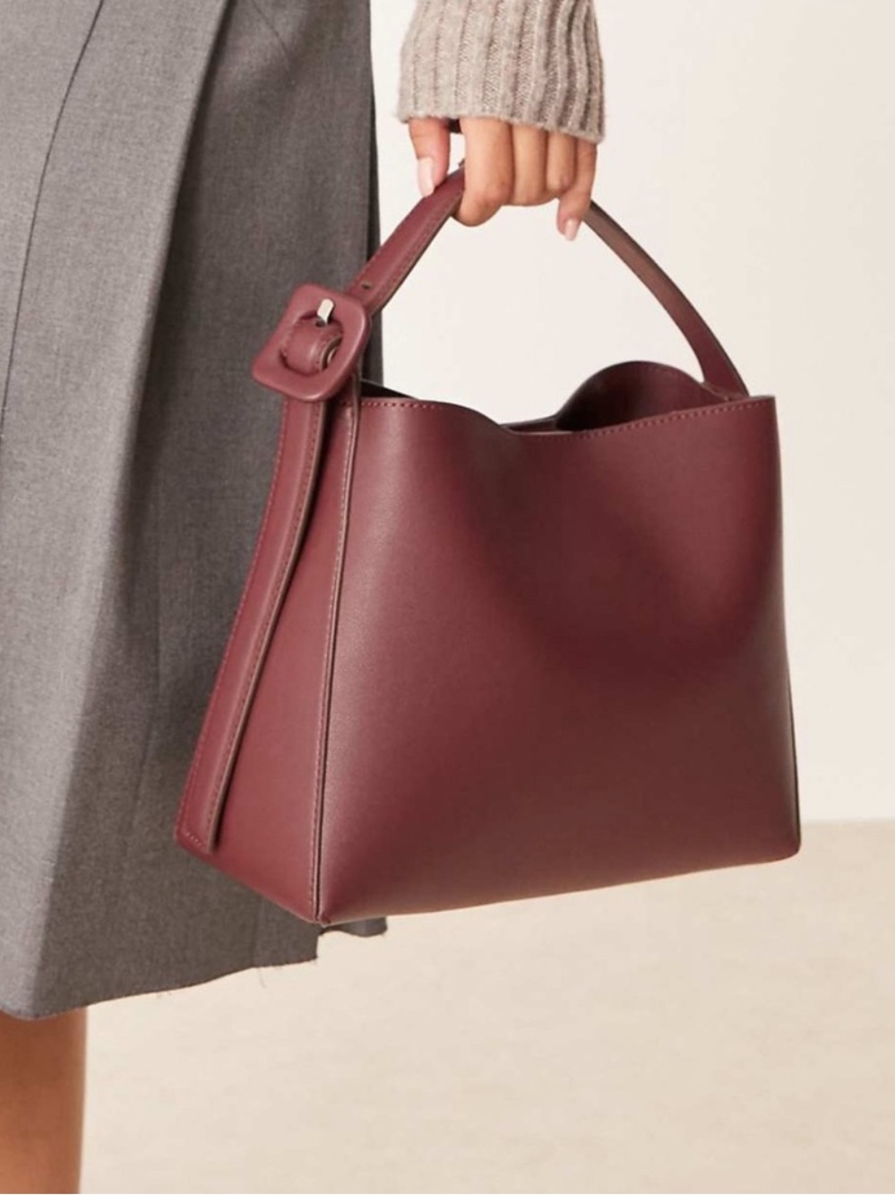Mango burgundy faux leather crossbody bag